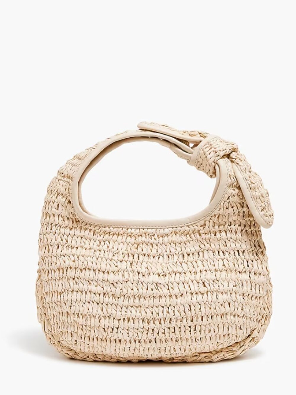 J. Crew Factory Mini Knotted Straw Bag Packable Leather Binding NWOT
